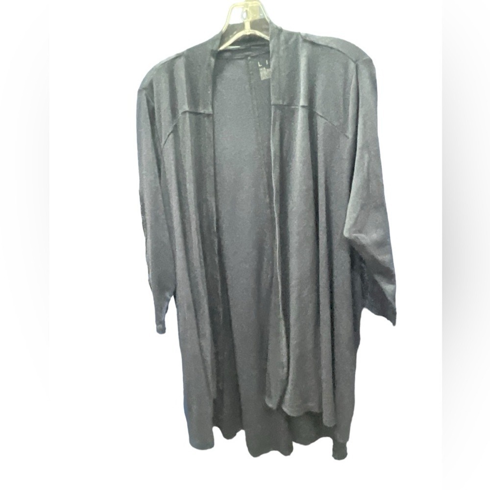 LIVI Womens Black Open Front Cardigan‎ Crochet Lace Sleeve 14/16 NEW